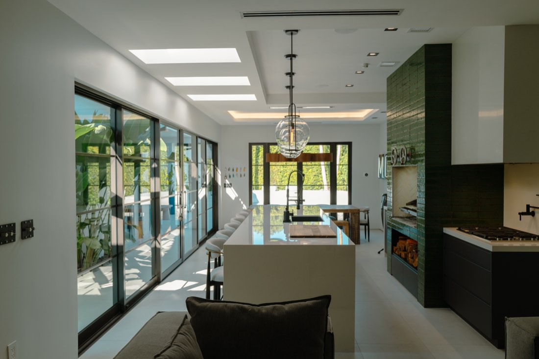 Motel gazebo skylights and pendant lighting